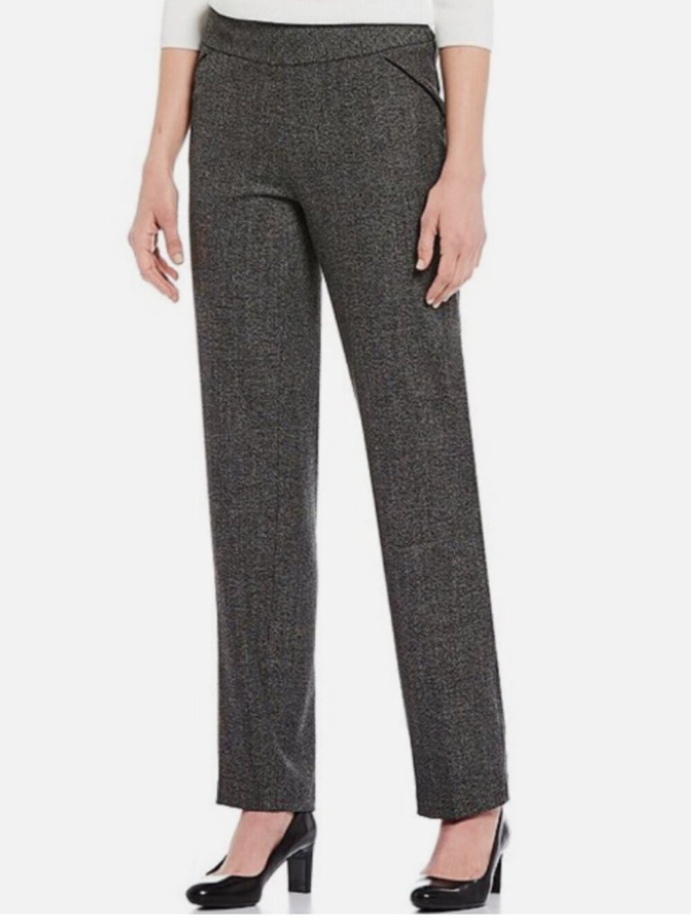 Investments The Park Ave Fit Black & White Tweed Print Ankle Pants Size 14P R